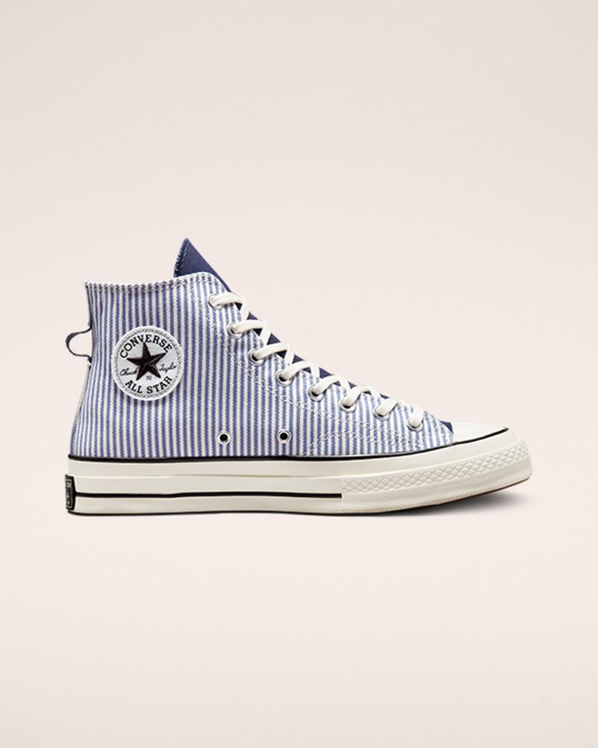 Zapatillas Altas Converse Chuck 70 Crafted Stripe Hombre Azules Indigo Negras | PE 0W82EL